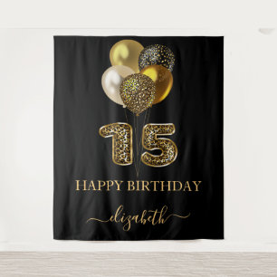 Tenture Or noir léopard bienvenue Quinceanera