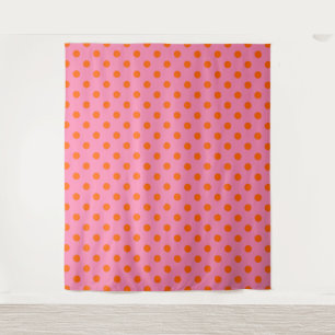 Tenture Orange On Rose Pois Design Motif