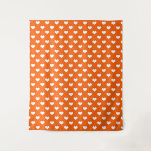 Tenture Orange White Love Heart Motif Design