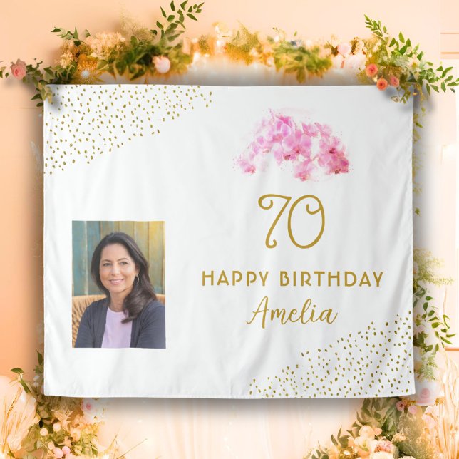 Tenture Orchidée Aquarelle or Parties scintillant 70e anni (Créateur téléchargé)