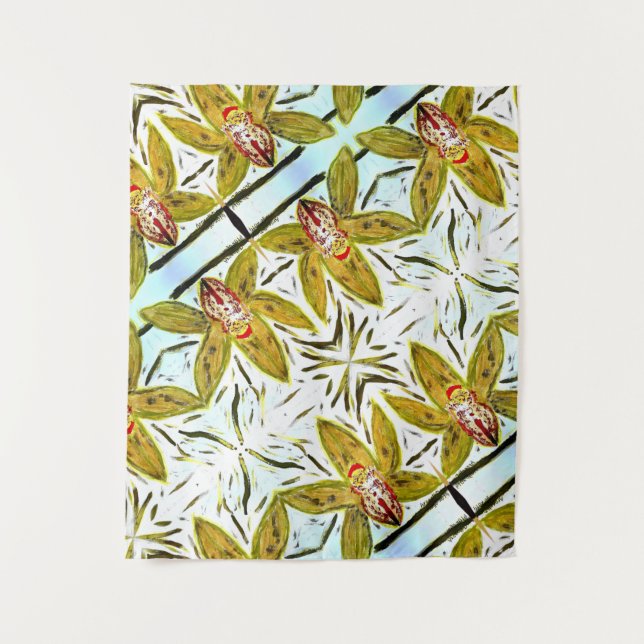 Tenture Orchidée cymbide verte Tapestry (Devant)