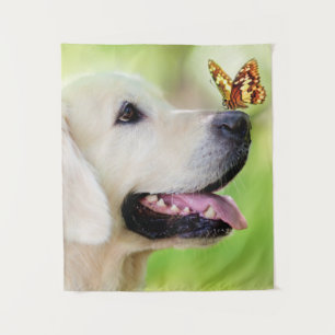 Tenture Oreiller À Lancer Du Labrador Et Du Papillon