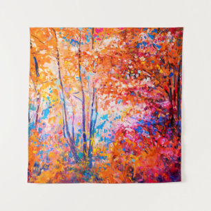 Tenture Original oil painting showing beautiful autumn lan