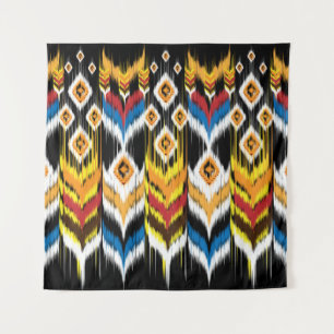Tenture Ornement folklorique géométrique Ikat. Ethnie trib