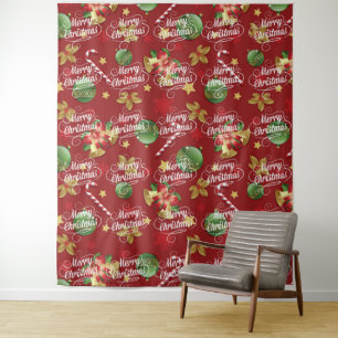 Tenture Ornementation de Noël et Motif Sucre de canne