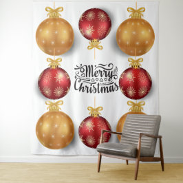 Tenture Ornements de Noël joyeux Noël or rouge