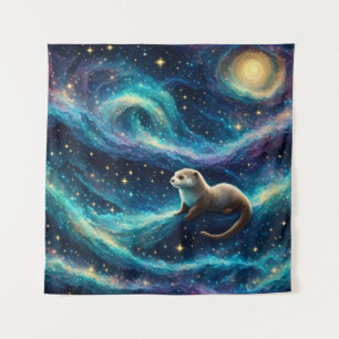 Tenture Otter dans un océan étoilé