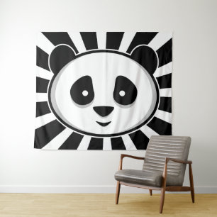 Tenture Ours de panda géant - Adorable panda blanc noir