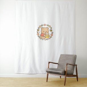 Tenture Ours en miel floral Body pastel aquarelle