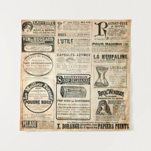 Tenture Page de journal avec publicité - Vintage engrave