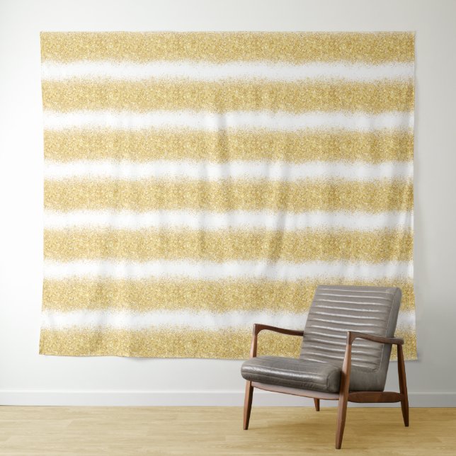 Tenture Paillettes de luxe blanc or (En situation (horizontale))