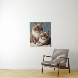 Tenture Paire confortable de chats Ragdoll Fluffy Pet Art