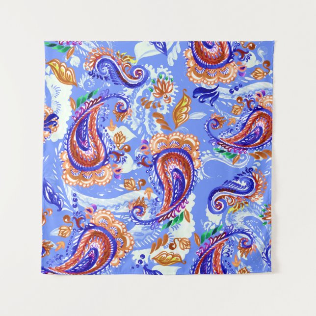 Tenture Paisley Handcraft : Aquarelle Arrière - plan asiat (Devant)