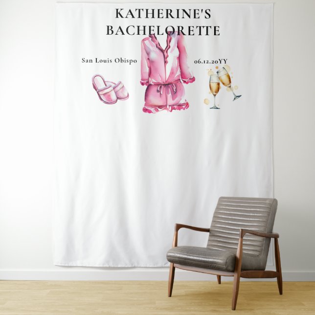 Tenture Pajamas Prosecco Pink Bachelorette Party Contexte (En situation)