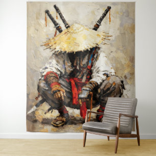 Tenture Palette de samouraï au repos Couteau Orange Impast