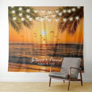 Tenture Palm Beach Wedding Backdrops de Tropical Sunset