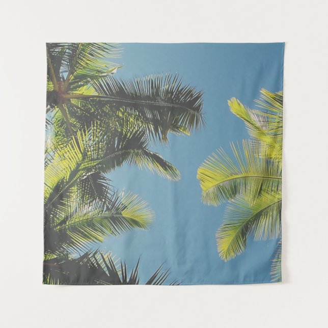 Tenture Palm Feuilles Photo Tropical Summer Sky Retro Vibe (Devant)