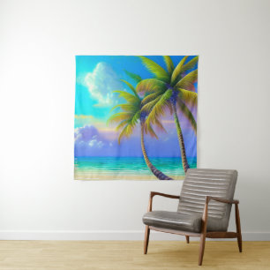 Tenture Palmiers à la tombée de nuit Tropical