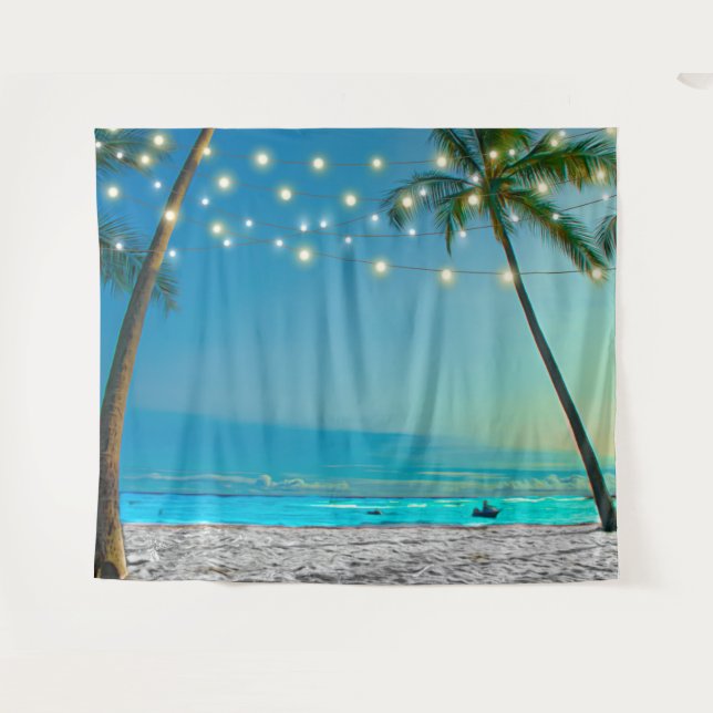 Tenture Palms Tropical Beach Lights Photobooooooooth (Devant (Horizontal))