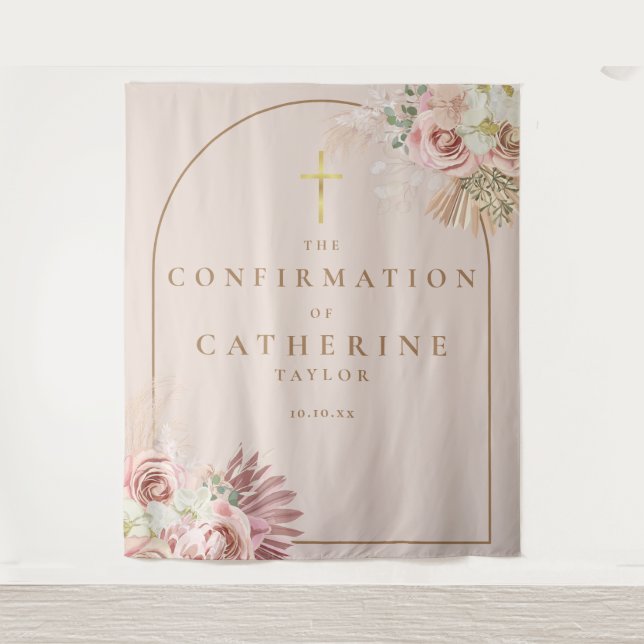 Tenture Pampas Grass Confirmation Photo Backdrop (Devant)