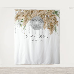 Tenture Pampas Grass Disco Ball Mariage Photo Contexte