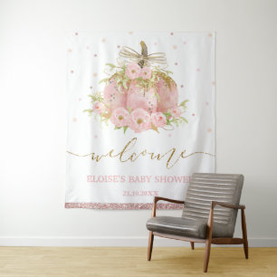 Tenture Pancarte de bienvenue pour Baby Shower Fille aux f