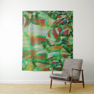 Tenture Panier style sur rubans courbés verts