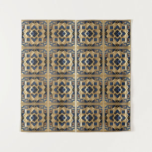 Tenture Panneau d'art géométrique Mur d'or bleu marocain