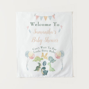 Tenture Panneau de bienvenue Baby Shower Aquarelle Dinosau
