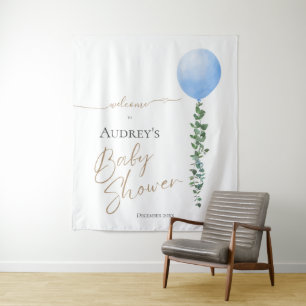Tenture Panneau de Bienvenue Baby Shower Oh Boy Ballon Ble