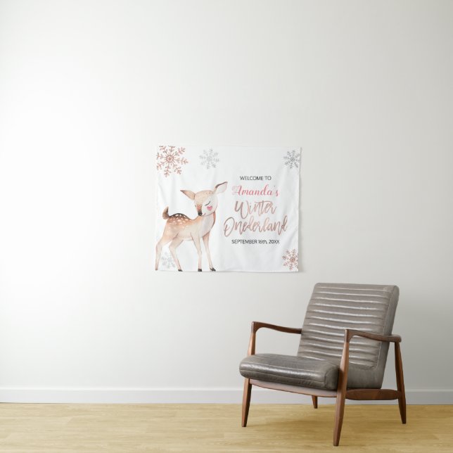 Tenture Panneau de bienvenue ONEderland Flocons de neige H (En situation (horizontale))
