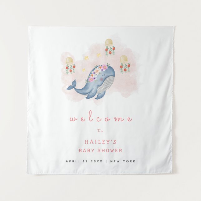 Tenture Panneau de bienvenue pour Baby Shower Ocean Sweet  (Devant)