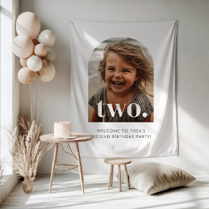 Tenture Panneau de bienvenue pour les 2 ans avec photo de