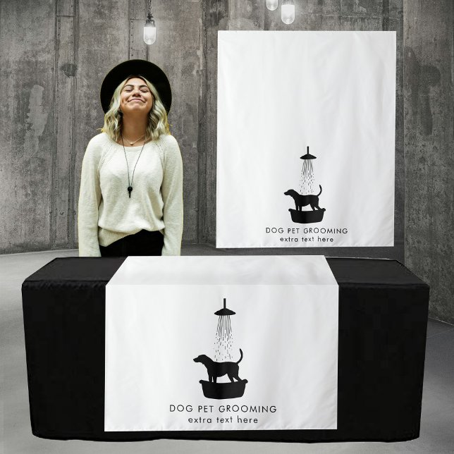 Tenture Panneau de coureur de table de magasin éphémère Ve (Pop Up Shop Table Runner Sign Vendor Pet Grooming Tapestry)