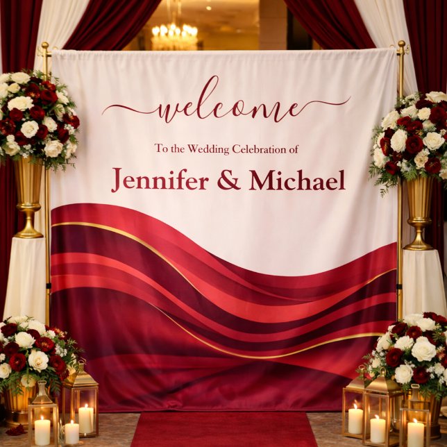 Tenture Panneau de mariage Bourgogne (Burgundy Wedding Sign Tapestry )
