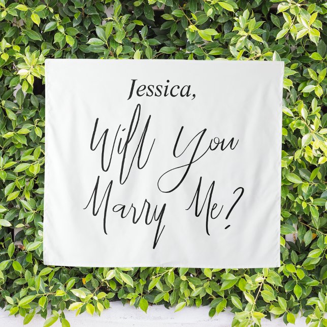 Tenture Panneau Personnalisé de Mariage Veux-tu M'épouser (Proposal Backdrop Custom Name Will You Marry Me
)