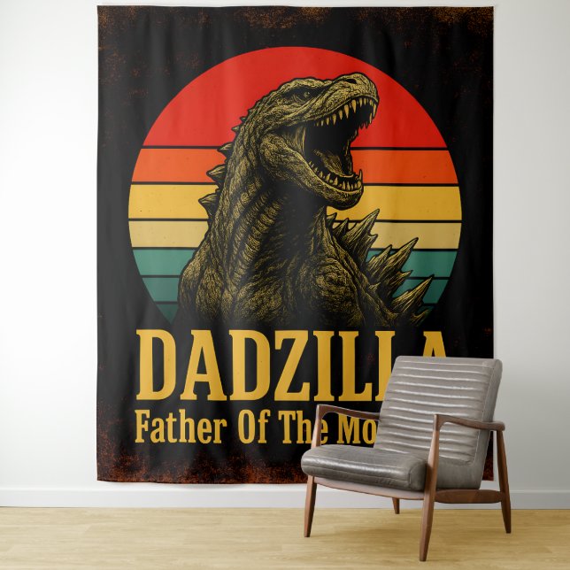 Tenture Papakzilla Le Père Des Monstres Fête Des Pères (En situation)