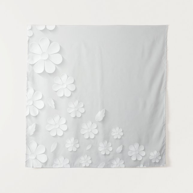 Tenture Paper flower background white (Devant)