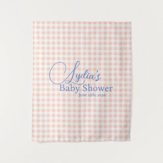 Tenture Papier peint adhésif à carreaux gingham rose pêche