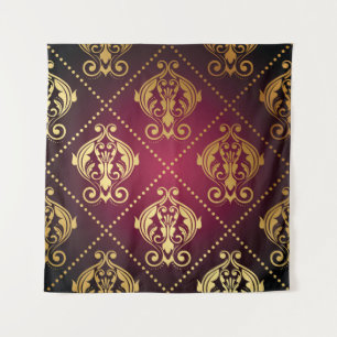 Tenture Papier peint Vintage Maroon Gold Orament