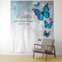Papillon bleu argenté Photo Fond Tapestries