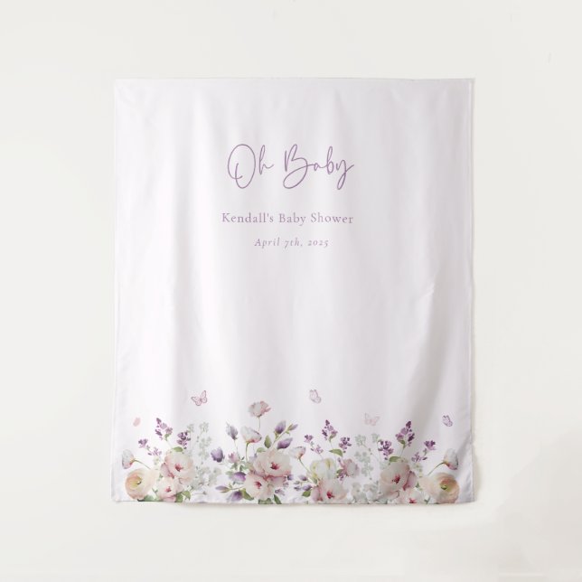 Tenture Papillon Jardin Baby shower photo fond (Devant)