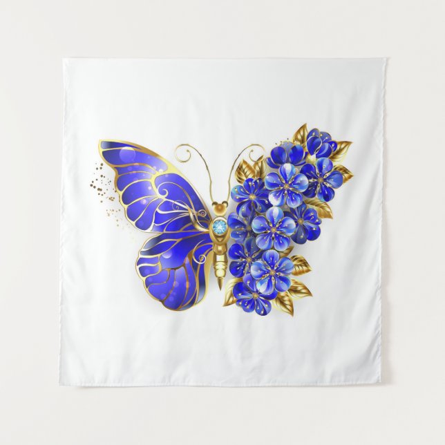 Tenture Papillon Saphir Fleur (Devant)