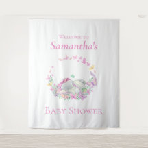 Papillons éléphants Baby shower arrière-plan