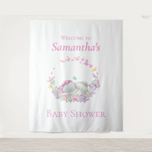 Tenture Papillons éléphants Baby shower arrière-plan