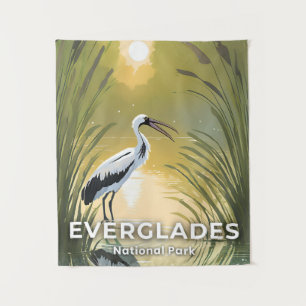 Tenture Parc national des Everglades Cigogne à l'aquarel