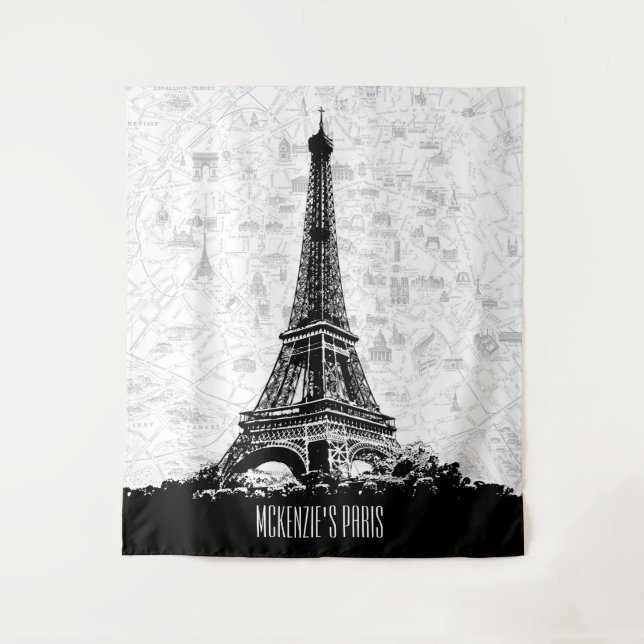 Tenture Paris France Carte Tour Eiffel Photo Toile de Fond (Devant)