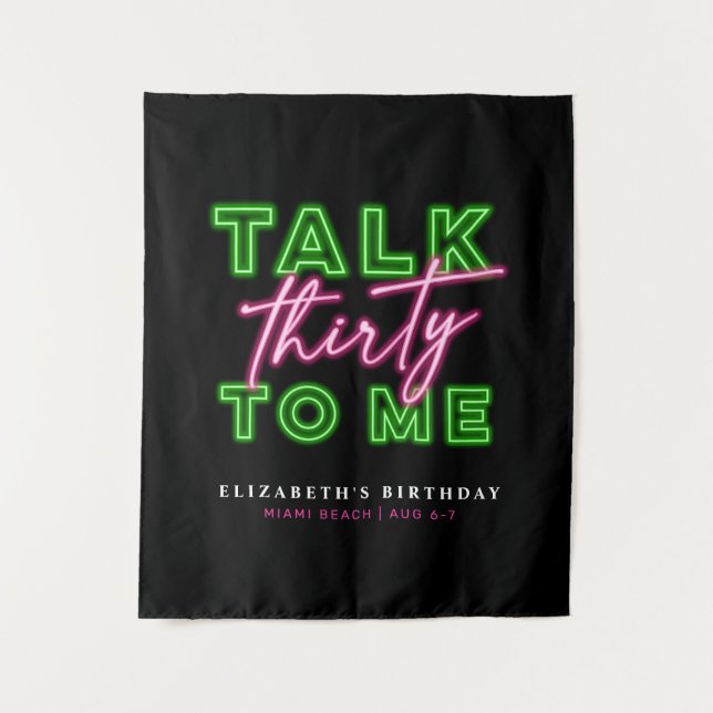 Tenture Parle-moi Trente Sale 30 Néon Vert & Rose (Devant)