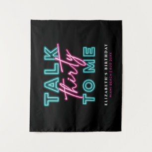 Tenture Parle-moi trente sales trente néon bleu et rose