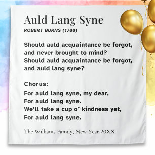 Tenture Paroles de Auld Lang Syne pour le Nouvel An - Pers